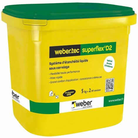 Weber Saint Gobain – Mortier d'étanchéité sous carrelage – Sac de 24 kg – Pour murs intérieurs et extérieurs – Délais de séchage rapide 90 min