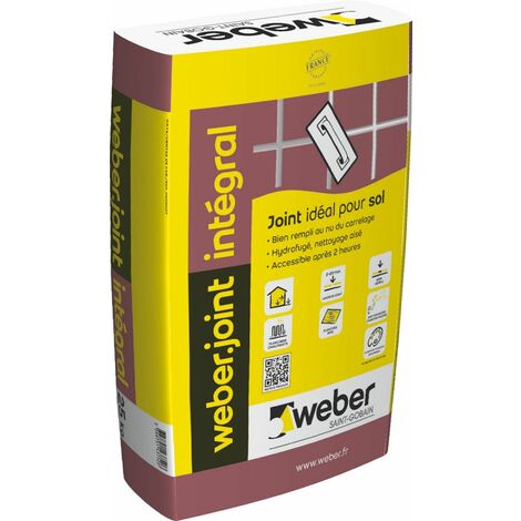 Weber Saint Gobain – Mortier pour joints de carrelage – Sac de 25 Kg – Gris granit E10 – Hydrofugé pour joints de 2 à 20 mm – Compatible avec planchers chauffants
