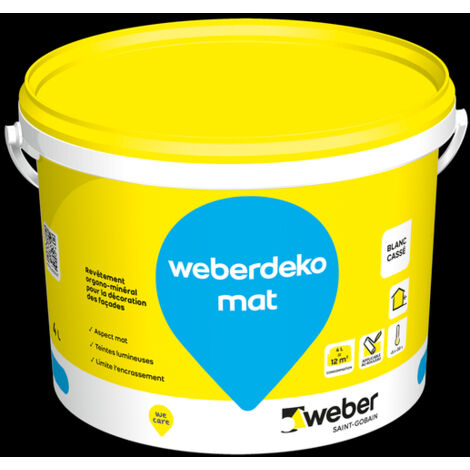 Weber Saint-Gobain Peinture pour façade, Blanc cassé 4L,  finition et décoration des façades neuves et anciennes, Weberdeko mat