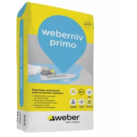 Weber Saint Gobain – Ragréage autolissant 25 kg – Pour sols intérieurs P2/P3 – Application manuelle ou machine – Temps de séchage 6 à 8h