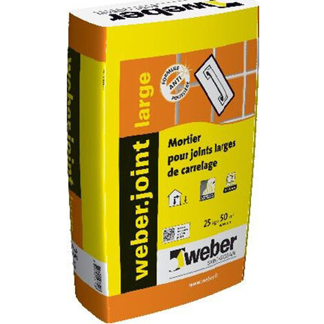 Weber Saint Gobain – Mortier à joint gris ciment 25 kg – Pour carrelage sols et murs intérieurs – Rendement 0,2 à 2 kg/m² – Application entre +5°C et +35°C