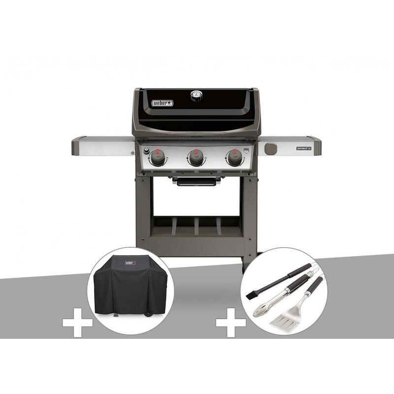 Barbecue gaz Weber Spirit ii E-310 + plancha + Housse + Kit ustensiles 3 pièces Better