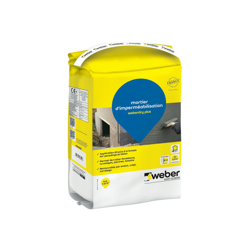 Mortier d'imperméabilisation pour fondations ou piscines, 5kg , Weberdry plus, weber