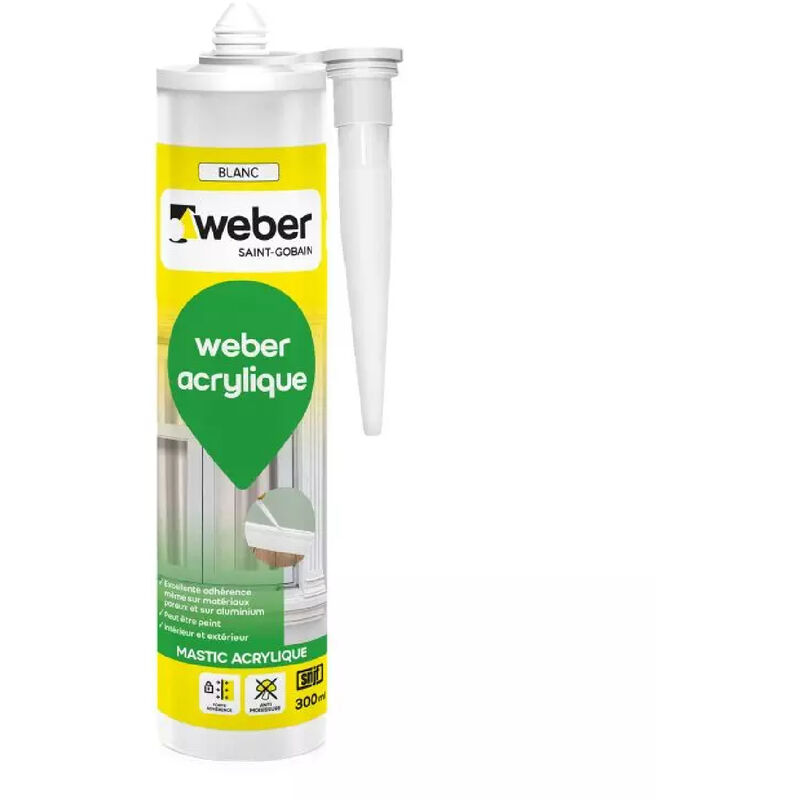 Weber Saint Gobain - Mastic acrylique, 300 ml, Blanc, Weber acrylique