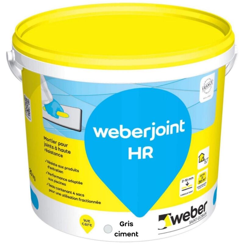 Weber Saint Gobain - Joint de carrelage adapté piscine , Haute Résistance, Gris Quartz, Weberjoint hr 20KG , weber