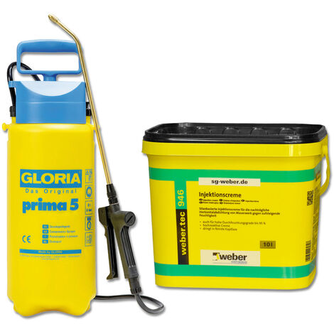 weber.tec 946 Injektionscreme 10 l Eimer + GLORIA Drucksprühgerät 5 Liter