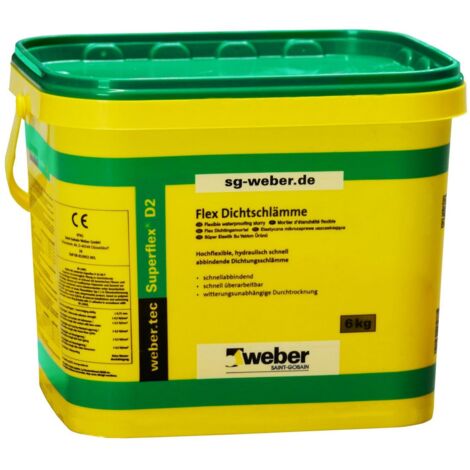 weber.tec Superflex D2 Flex Dichtungsschämme 2k Abdichtung Flexdichtung, 6 Kg