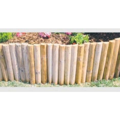 Webmarketpoint – Clôture en bois pour plates-bandes – Bordure demi-rondins 5 cm – Longueur 200 cm – Hauteur 20 cm – Pour parterres de fleurs