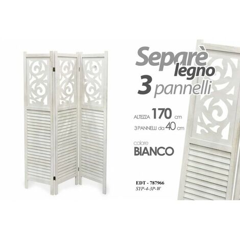 Webmarketpoint – Paravent en bois blanc décoré 120 x 170 cm – Séparateur de pièces – Livré monté – Pour espaces intimes et réservés