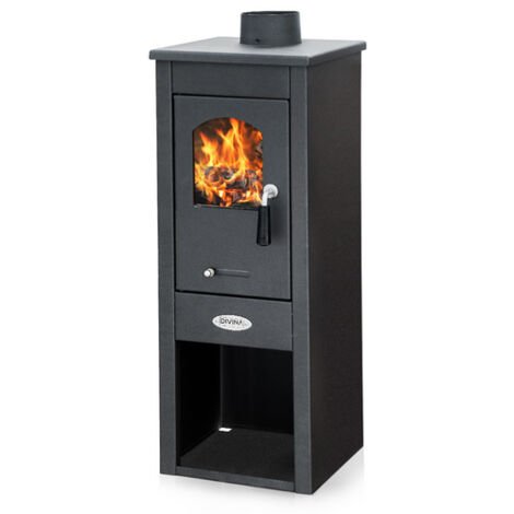 Webmarketpoint – Poêle à bois marta 5-7 kW – Acier – Sortie de fumée supérieure 120mm – Pour pièces jusqu'à 100 m³ – Classe énergétique A