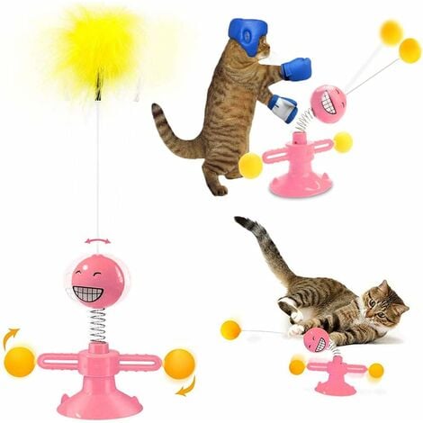 Cat Toys For Indoor Cats - Interactive Cat Toy, Funny Spring Bird Rotating Cat  Toy With Suction Cup Base, Turntable Kitten Toys With Teaser Ball