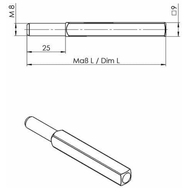 Ogro - FS-Wechselstift 115 fs Vierkant 9 x 105 mm Vollstift