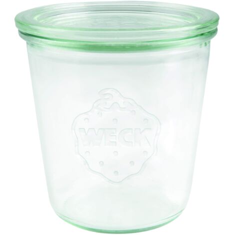 Weck Barattolo in vetro da 290 ml (vetro monouso, con coperchio in vetro per conservazione resistente al calore adatto al microonde adatto al forno vetro con bordo rotondo) 900, 6 pezzi