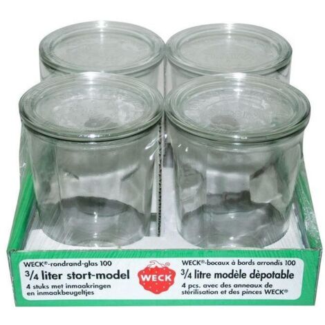 Weck Vasetto in Vetro 0.75 Litri Confezione 4 Pezzi