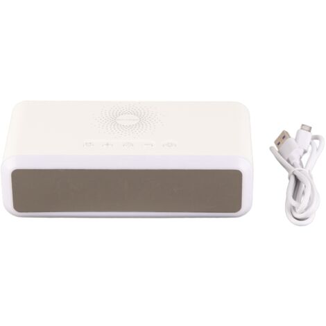 Wecker mit Ladegerät, 15 W, HD-Display, Uhrzeit, Datum, Temperaturanzeige, 4 Helligkeitsstufen, Multifunktionsgerät für iOS und Android, Weiß