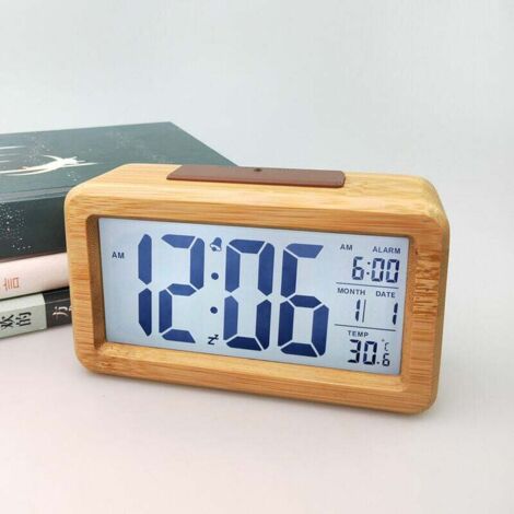 Wecker Radiowecker Vintage Holzwecker Licht Massivholz Mode Smart Clock Elektronische elektronische Uhr Massivholzwecker