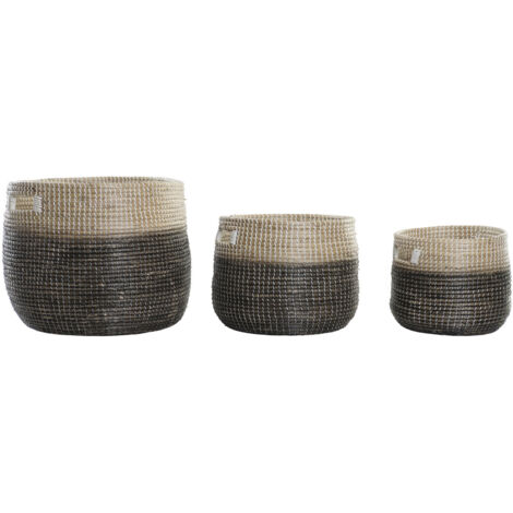 Wedded Basket Set 3 43x43x39 Naturalgrasmaterial Multicolor -Farbfamilienkörbe und Kisten Details