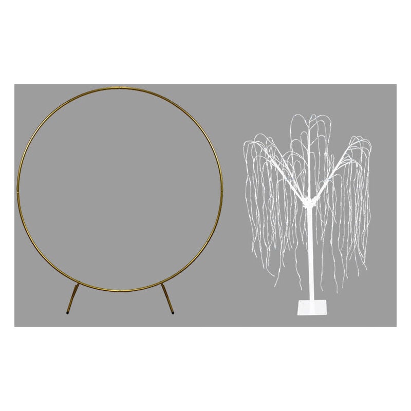 Monster Shop - Wedding Moongate Gold Arch 2m/ 200cm & 1 x Weeping Willow Light - Gold