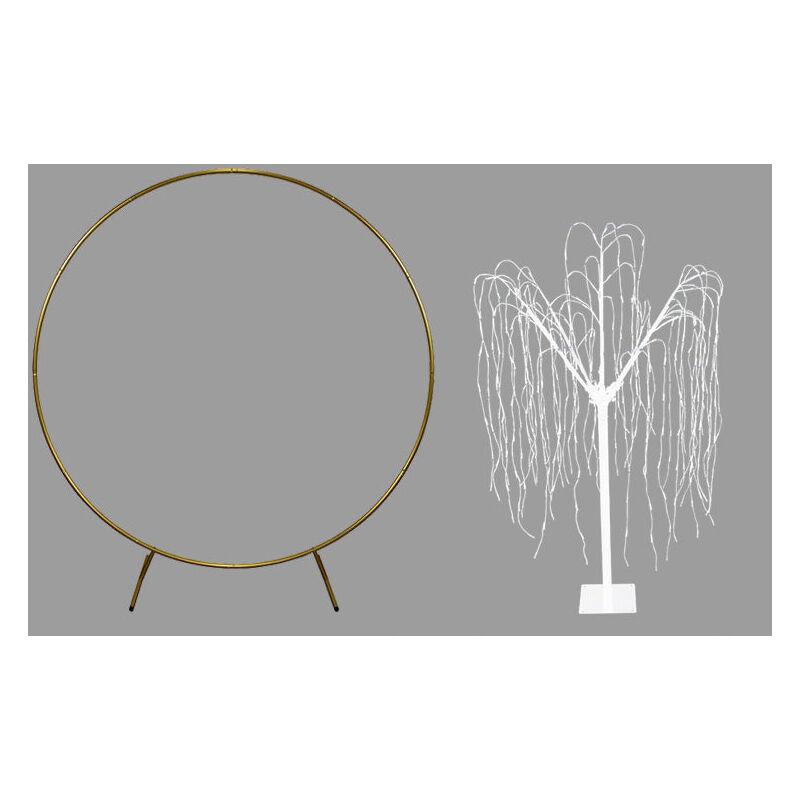 Wedding Moongate Gold Arch 2m/ 200cm & Weeping Willow Light Up