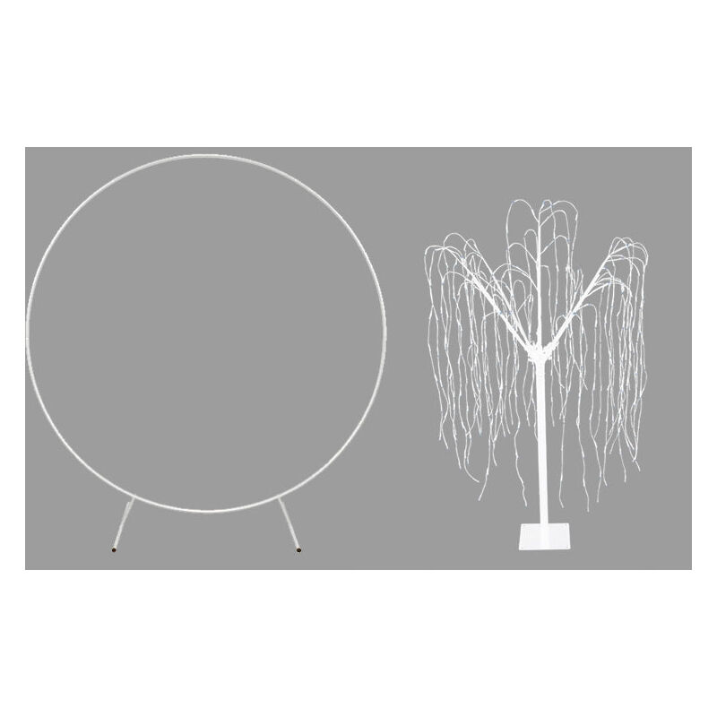 Wedding Moongate White Arch 2m/200cm & Weeping Willow Light Up