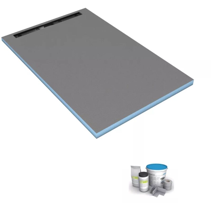 Wedi - Receveur de douche à carreler 140 x 90 cm Fundo Riolito Neo + colle à carrelage