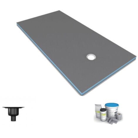 Receveur de douche à carreler 160 x 90 cm – Épaisseur 4 cm – Pente 2% – Bonde verticale incluse – Kit d'étanchéité Wedi Fundo