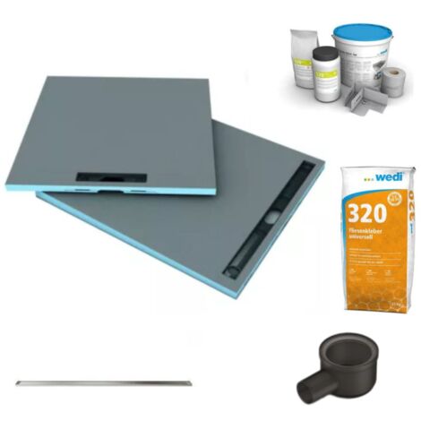 Wedi – Receveur de douche à carreler 180 x 90 cm – Extra-plat – Évacuation linéaire – Pente préformée – 100% étanche – Compatible PMR