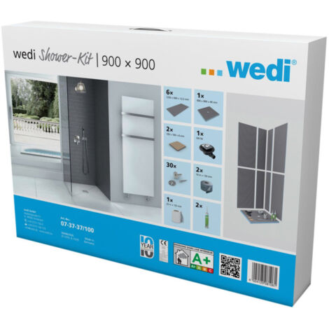 Wedi – Receveur de douche à poser 900x900mm – Kit complet pour douche d'angle – Étanchéité optimale – Installation facile et rapide