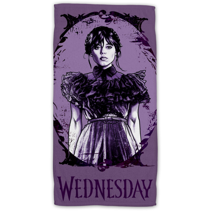 Cofi 1453 - Wednesday Purple Baumwolle Strandtuch Frottee Badetuch Mit Premium Druck, 70x140 Cm