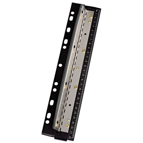 Wedo 0679401 Perforatore Tascabile con Righello in Metallo, 8 cm, 4 Fori, Nero