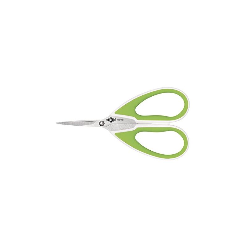 Ciseaux 9754060 allround comfortline, acier inoxydable, 15 cm, lames à affûtage spécial affûtage de pointe souple vert pomm - Wedo