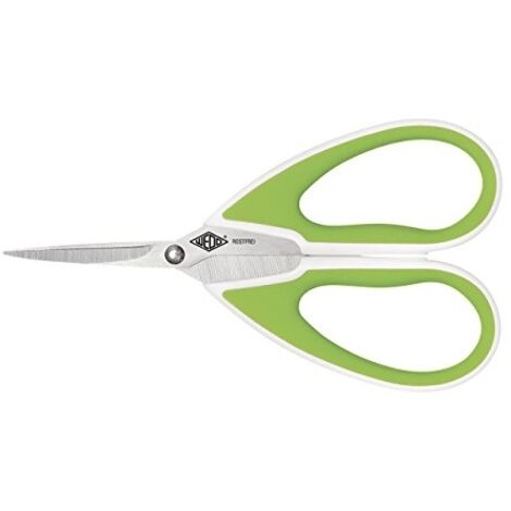 WEDO CISEAUX 9754060 ALLROUND COMFORTLINE, ACIER INOXYDABLE, 15 CM, LAMES À AFFÛTAGE SPÉCIAL AFFÛTAGE DE POINTE SOUPLE VERT POMM