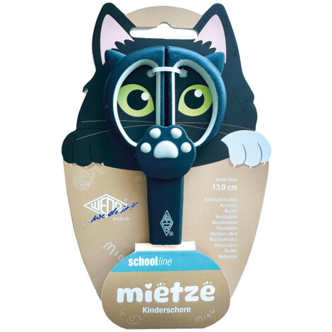 WEDO CISEAUX POUR ENFANT 13 CM CHAT MIETZE NOIR - CISEAUX DE BRICOLAGE AVEC POIGNÉE SOUPLE ET POINTE RONDE 736005