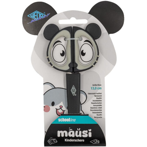 WEDO MAUSI CISEAUX POUR ENFANT 13 CM - CISEAUX DE BRICOLAGE NOIR/GRIS AVEC POIGNÉE SOUPLE ET POINTE RONDE 736006