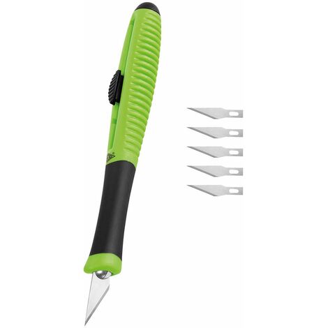 Wedo Pocket - Bisturí con 5 cuchillas de recambio, color verde y negro