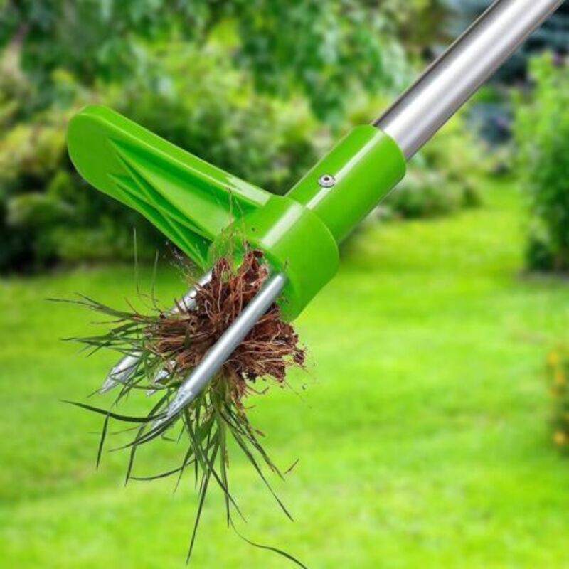 Weed puller, long-handled manual tool with 3 claws, dandelion weed puller