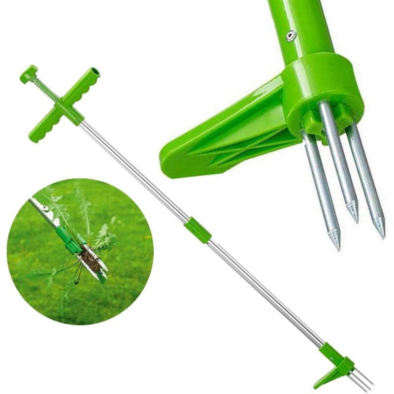 Weed Puller, Stand Up Weeder Hand Tool, 3-Claw Detachable Weeder Tool with Long Handle, for Lawn, Yard, Garden, Crabgrass, Dandelion Picker, Garden