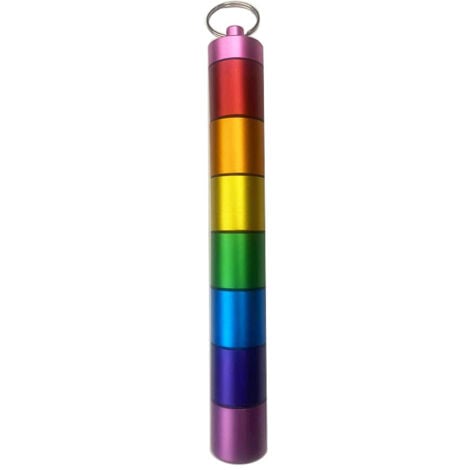 Weekly Pill Box, Removable Portable Medicine Box, Waterproof Metal Pill Box, Travel Pill Box for Pills/Vitamins/Fish Oil, Rainbow