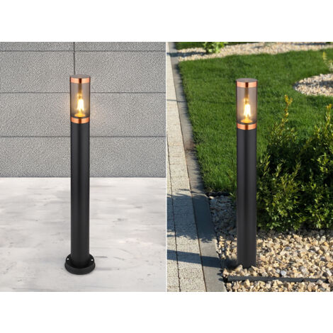 Wegeleuchte BOSTON aus Edelstahl in Schwarz & Kupfer, Höhe 80cm