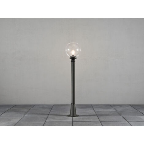 Wegeleuchte ORION Aluminium Schwarz mit Glaskugel, Höhe 118cm