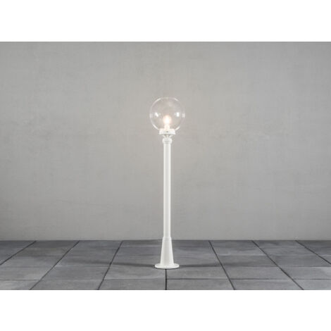 Wegeleuchte ORION Aluminium Weiß mit Glaskugel, Höhe 118cm
