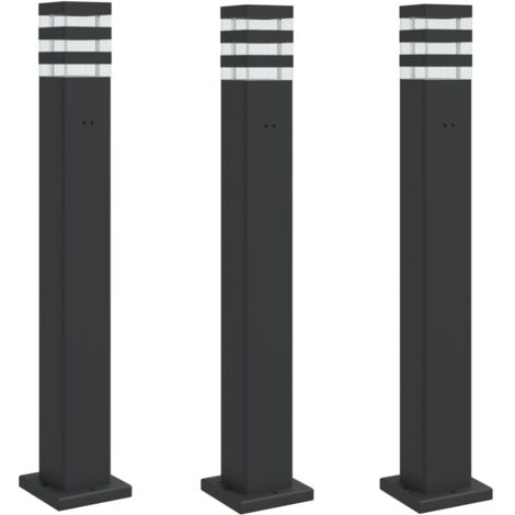 Wegeleuchten mit Steckdose 3 Stk. Schwarz 80 cm Aluminium vidaXL