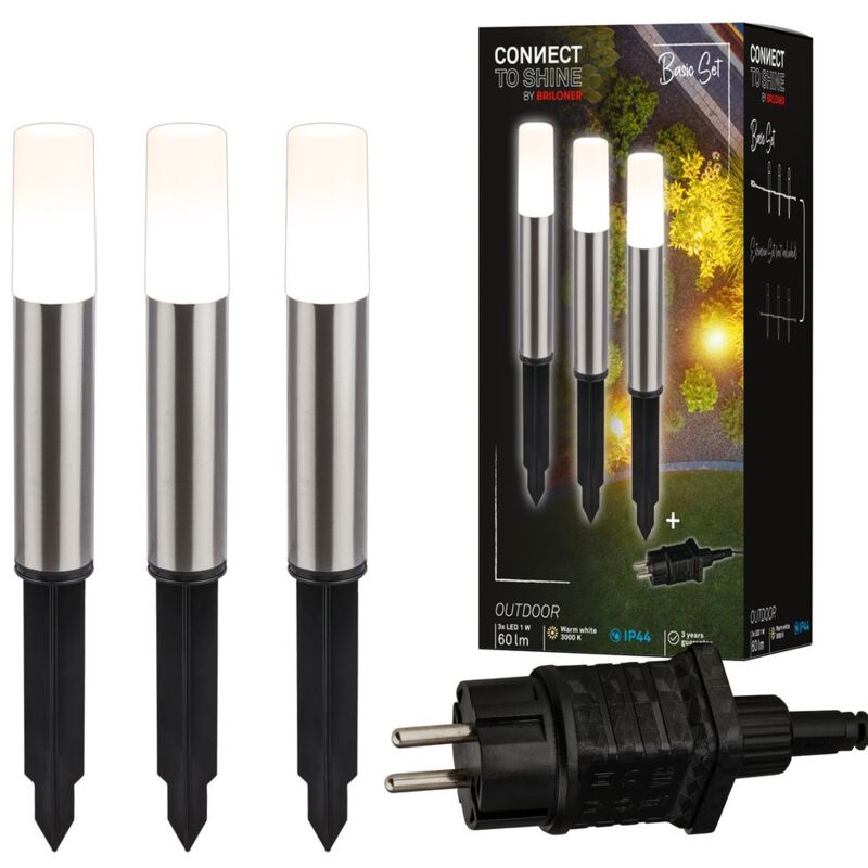 Briloner - Connect To Shine Starterset Junca Mit 3er Set Led Wegeleuchten, Ip44