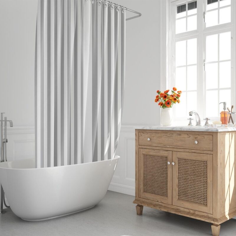 Oryx Weiß Cortina Ducha Rayas Blancas 180X200cm. Impermeable