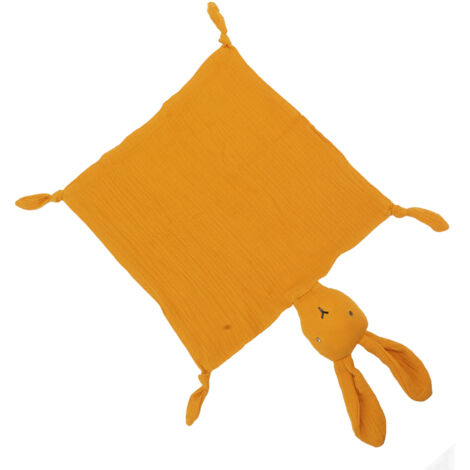 Weiche Babydecke aus Baumwolle mit Hasenmotiv - Gelbe Sicherheitsdecke zum Schlafen