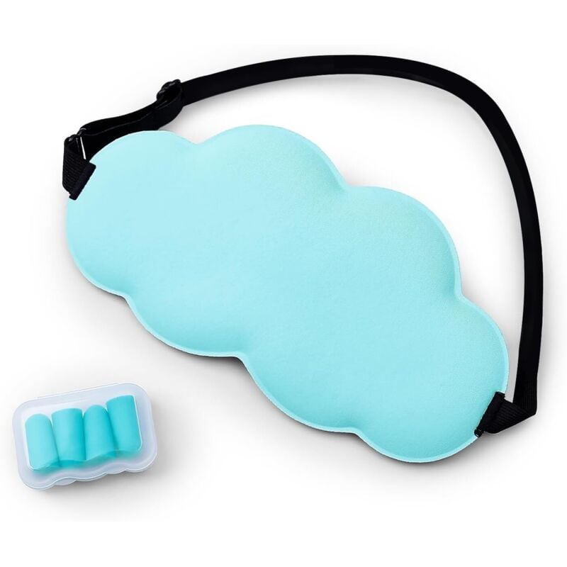 Image of Weiche, blickdichte Schlafmaske für Seitenschläfer mit verstellbarem Gummiband (blau)