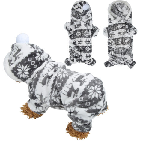 Weiche Plüsch-Winterkleidung für kleine Hunde und Welpen – Warmer Jumpsuit mit Kapuze