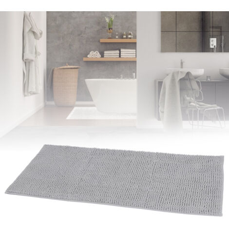 Weiche, rutschfeste Matte 50 x 120 cm für Bad, Küche, Schlafzimmer – Silbergrau