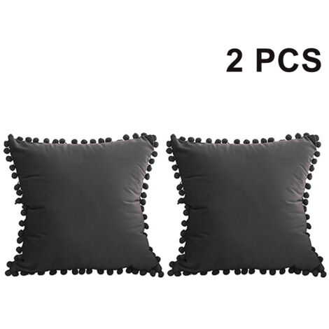 Weiche Samtkissenbezüge mit Quasten, einfarbig, 45x45cm, geeignet für Sofas, Schlafzimmer und Autos, 2er-Set.