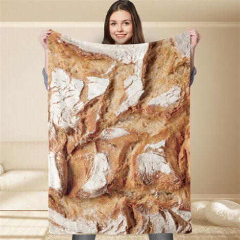 Weiche und farbechte Fleecedecke mit Brotmuster, für Cafés oder Flughäfen, 80 x 100 cm